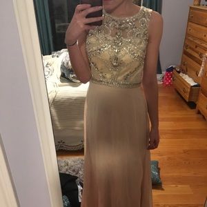 Brand new long champagne pink prom dress